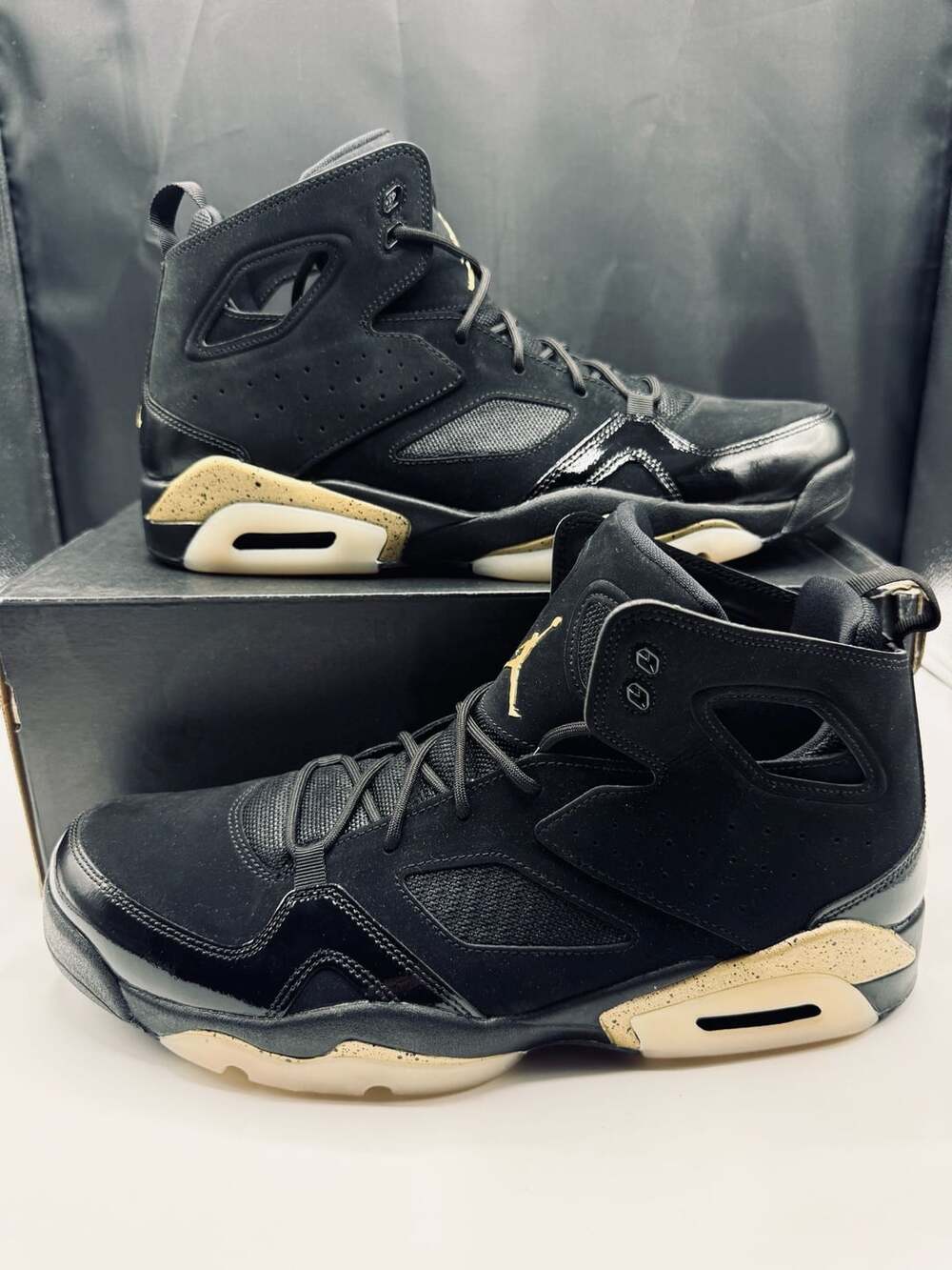 Jordan Flight Club 91 Size 12 Black Metallic Gold 555475-031 Brand New!!